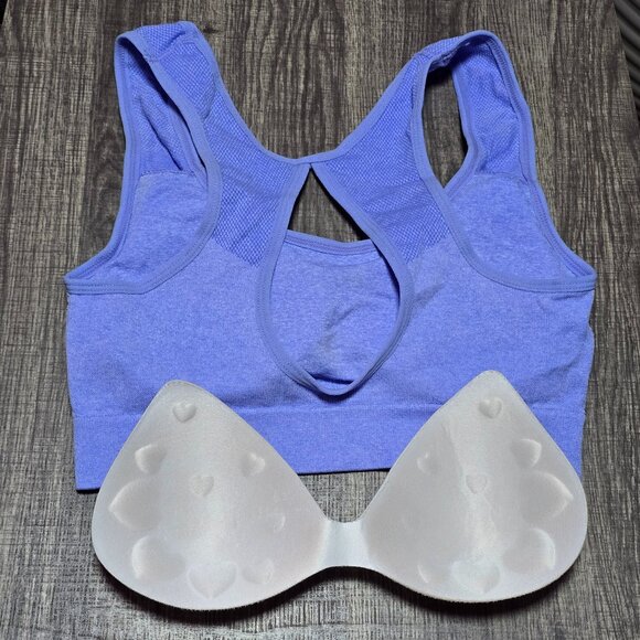 Padded Seamless Sports Bra Yoga Top Comfy Crop Athletic Gym CutoutBack Brand New - Picture 4 of 4